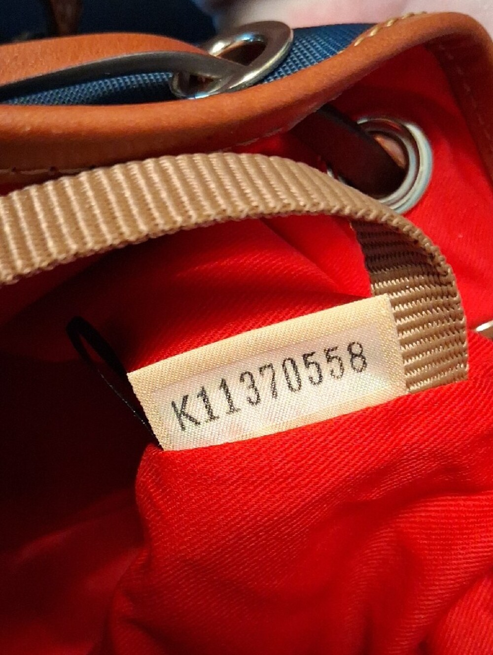 Dooney & Bourke Navy Blue Canvas Crossbody with Brown Leather Trim - Picture 12 of 16